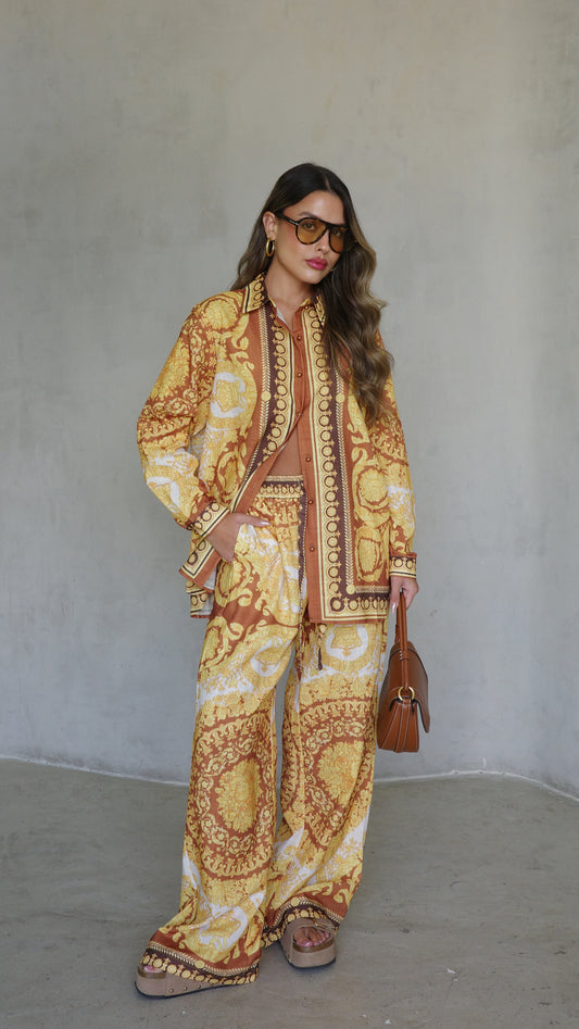 חליפת מכנס מלבורן | חמרה/צהוב