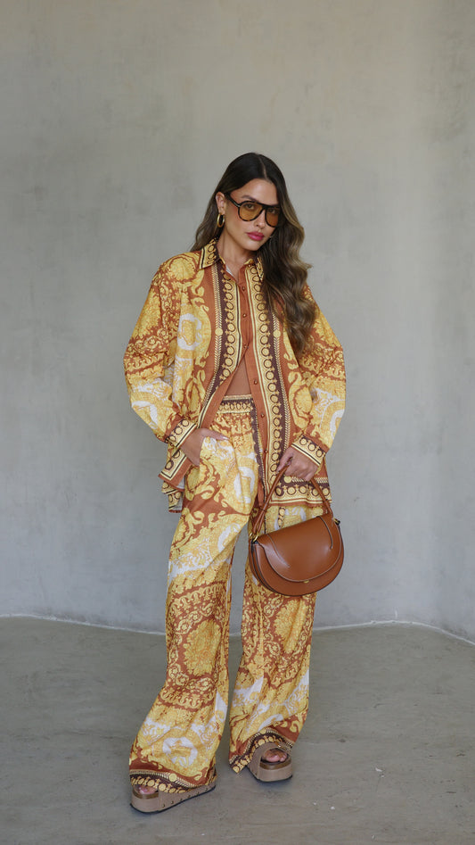 חליפת מכנס מלבורן | חמרה/צהוב