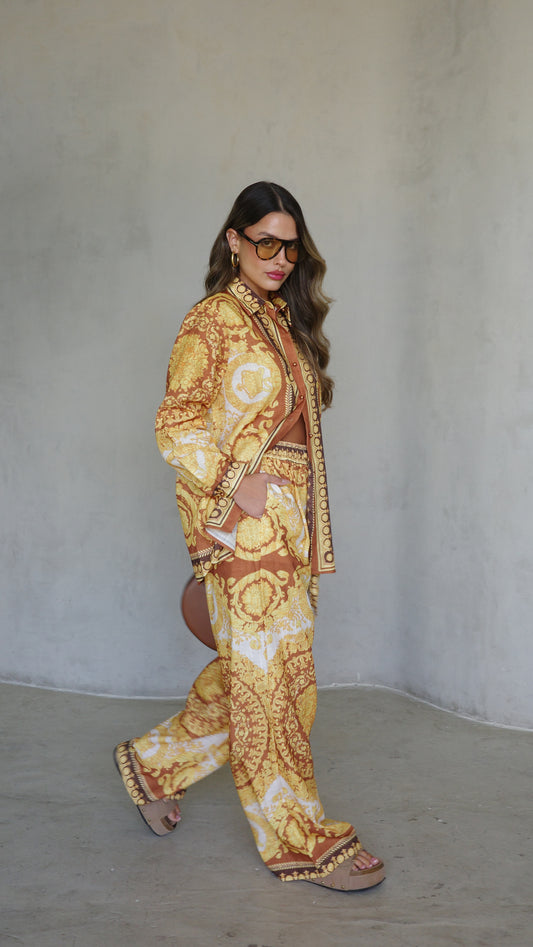 חליפת מכנס מלבורן | חמרה/צהוב