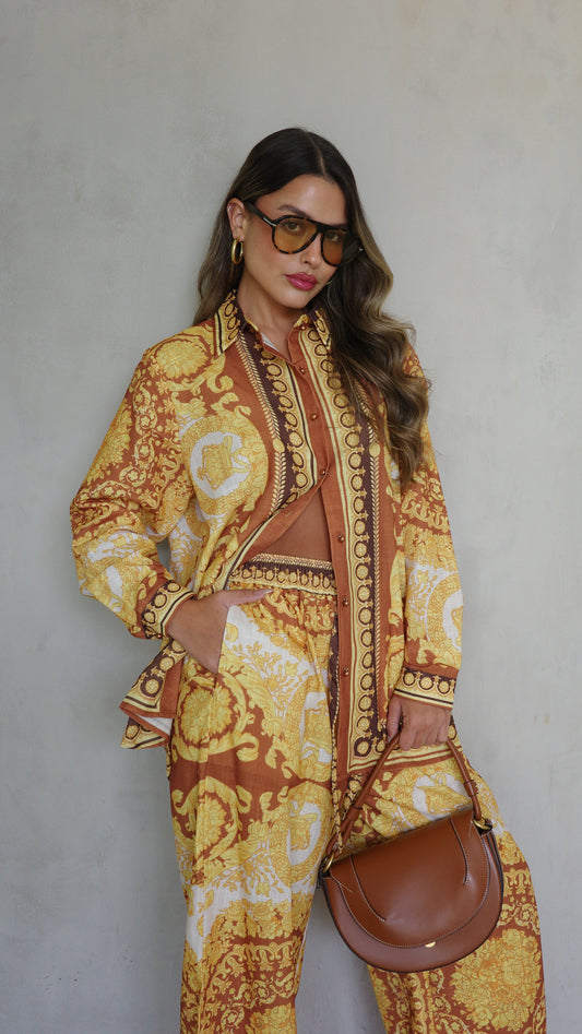 חליפת מכנס מלבורן | חמרה/צהוב