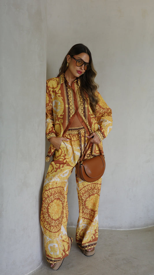 חליפת מכנס מלבורן | חמרה/צהוב