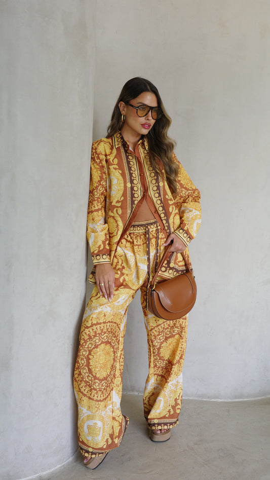 חליפת מכנס מלבורן | חמרה/צהוב