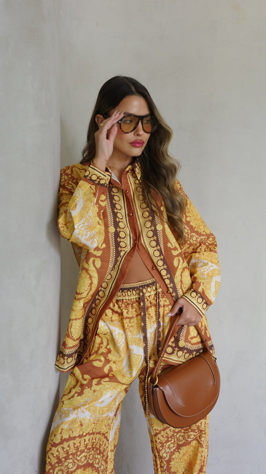 חליפת מכנס מלבורן | חמרה/צהוב