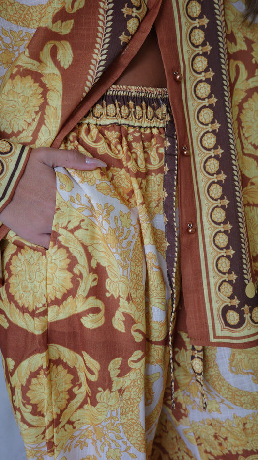 חליפת מכנס מלבורן | חמרה/צהוב