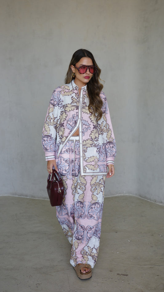 חליפת מכנס קייפטאון | שמנת/ורוד