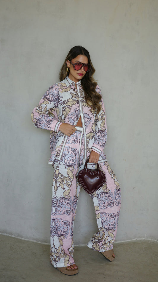 חליפת מכנס קייפטאון | שמנת/ורוד