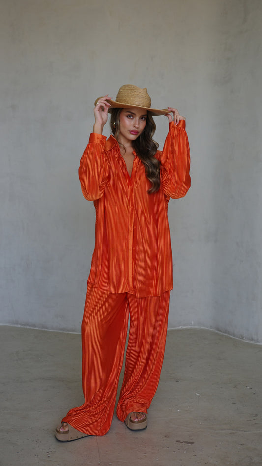 חליפת מכנס מוניקה - כתום | ירוק