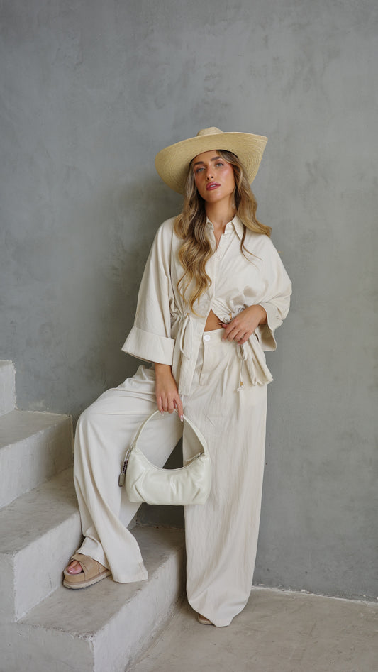 חליפת מכנס גומי כיווץ מקארתי | בז