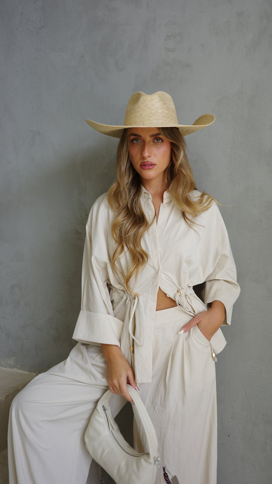 חליפת מכנס גומי כיווץ מקארתי | בז