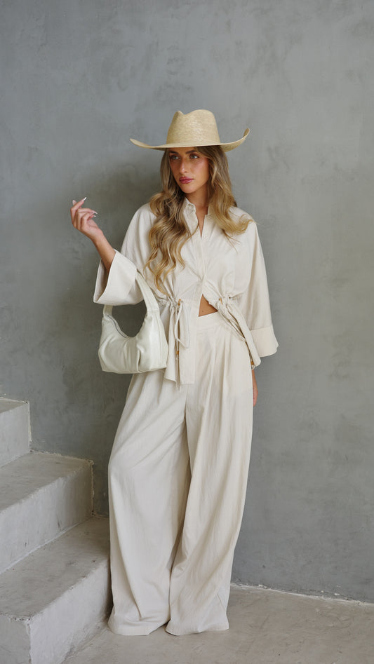 חליפת מכנס גומי כיווץ מקארתי | בז