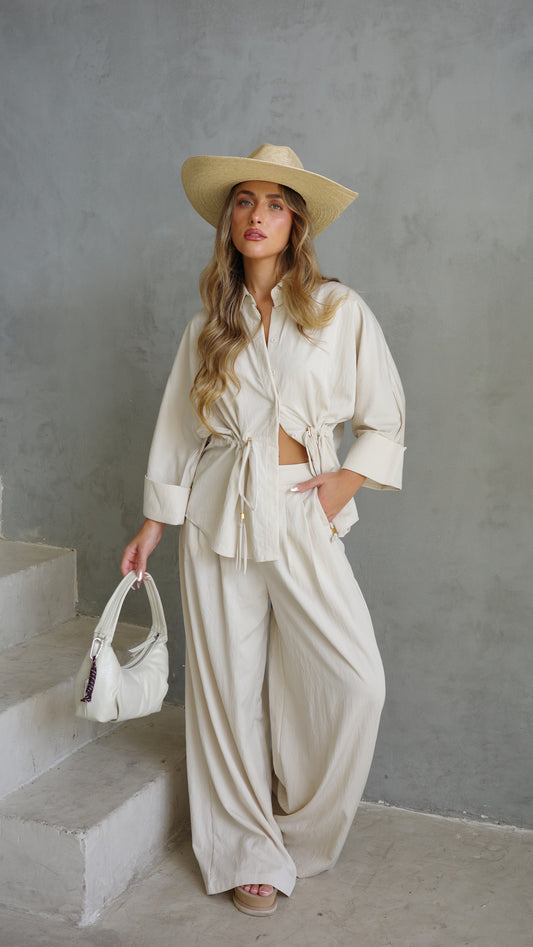 חליפת מכנס גומי כיווץ מקארתי | בז