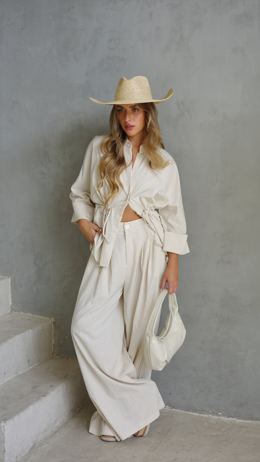 חליפת מכנס גומי כיווץ מקארתי | בז