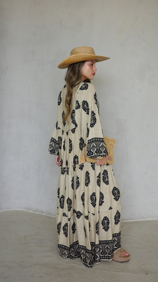 שמלת גלביה קומות דיאנה |  בז שחור