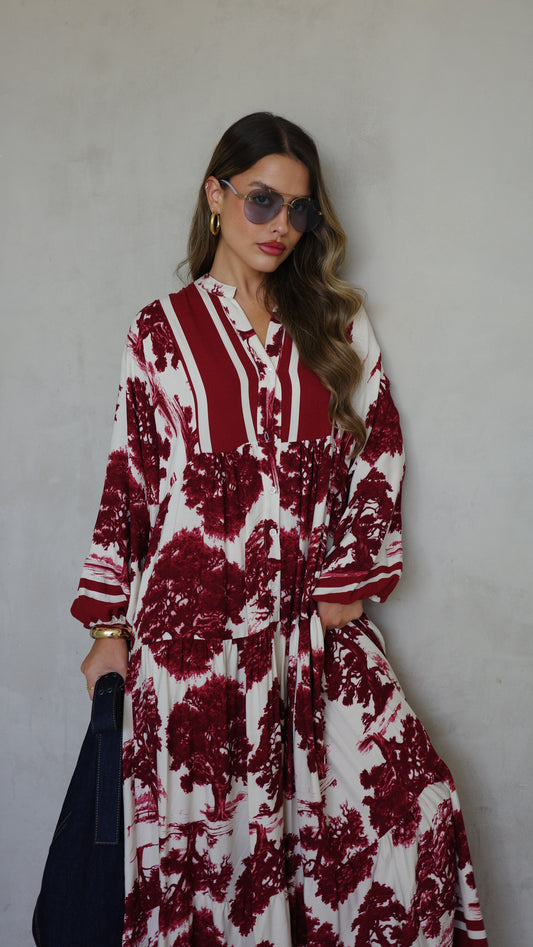 שמלת גלביה קומות ויקטוריה | שמנת בורדו