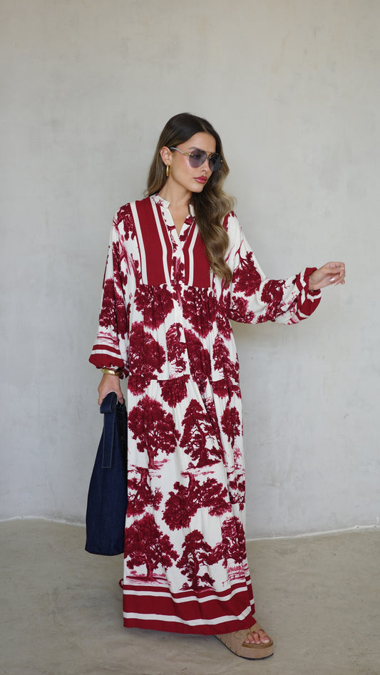 שמלת גלביה קומות ויקטוריה | שמנת בורדו