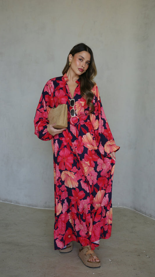 גלביה קומות כפתורים חגורה אנדריאה | כחול/אדום