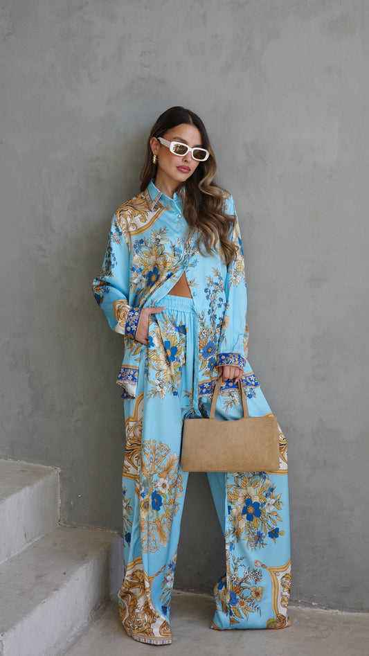 חליפת מכנס לוציאנה | תכלת