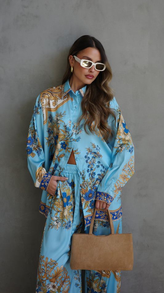 חליפת מכנס לוציאנה | תכלת