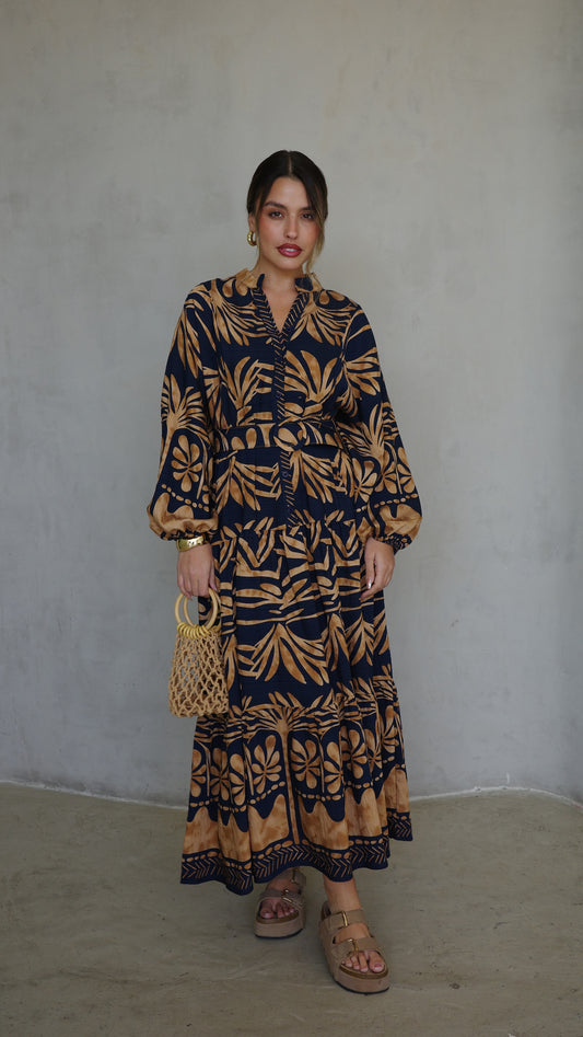 גלביה קומות כפתורים חגורה ולרי | כחול/בז