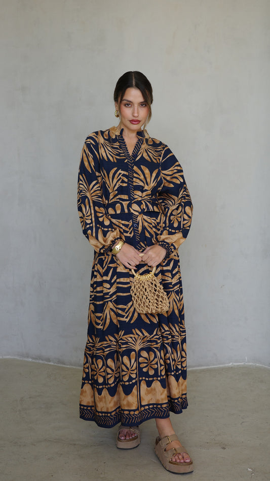 גלביה קומות כפתורים חגורה ולרי | כחול/בז