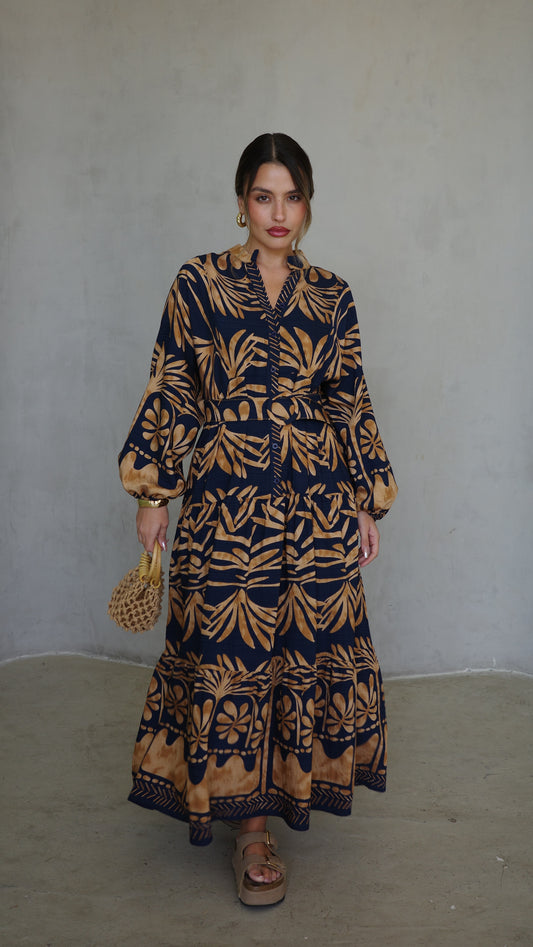 גלביה קומות כפתורים חגורה ולרי | כחול/בז