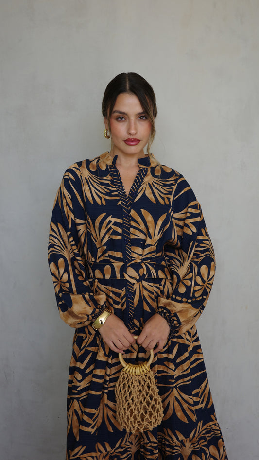 גלביה קומות כפתורים חגורה ולרי | כחול/בז