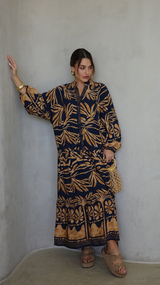 גלביה קומות כפתורים חגורה ולרי | כחול/בז