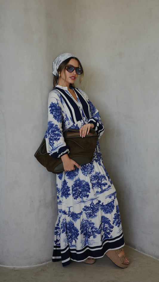 גלביה קומות כפתורים ויקטוריה | שמנת/כחול