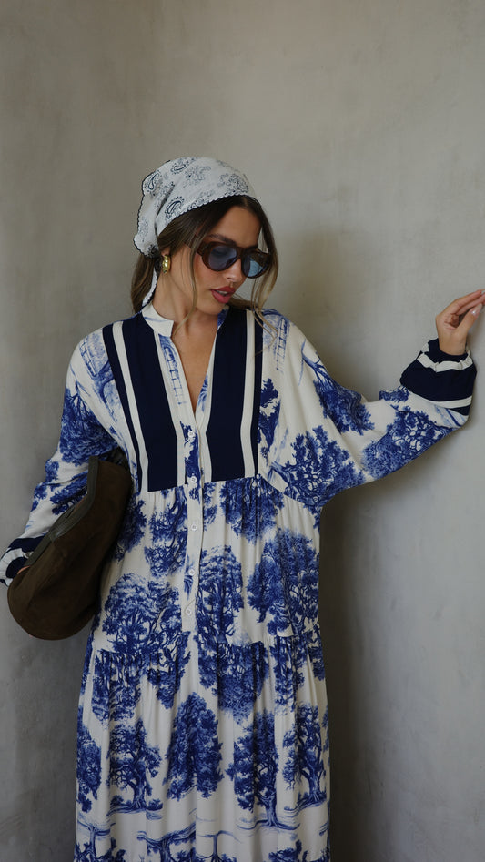 גלביה קומות כפתורים ויקטוריה | שמנת/כחול