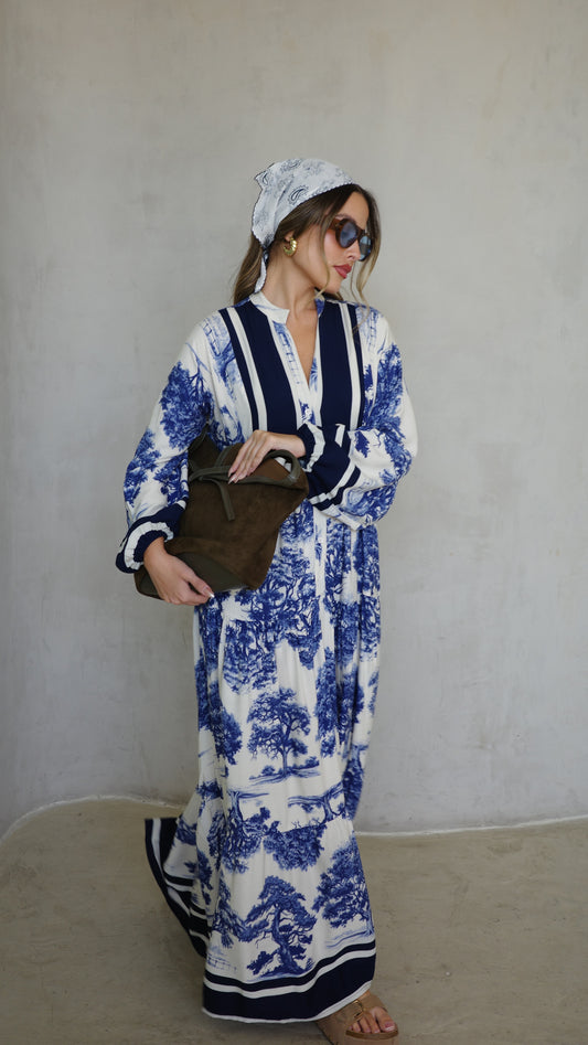 גלביה קומות כפתורים ויקטוריה | שמנת/כחול