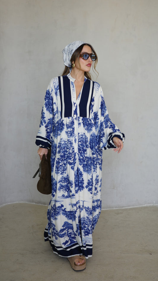 גלביה קומות כפתורים ויקטוריה | שמנת/כחול