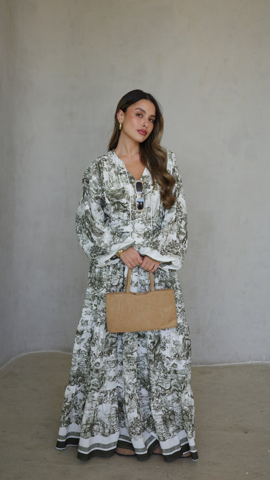 גלביה קומות פונפונים אוריה | לבן/ירוק