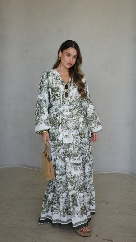 גלביה קומות פונפונים אוריה | לבן/ירוק