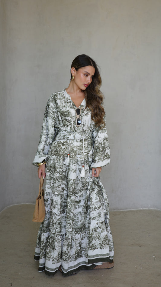 גלביה קומות פונפונים אוריה | לבן/ירוק