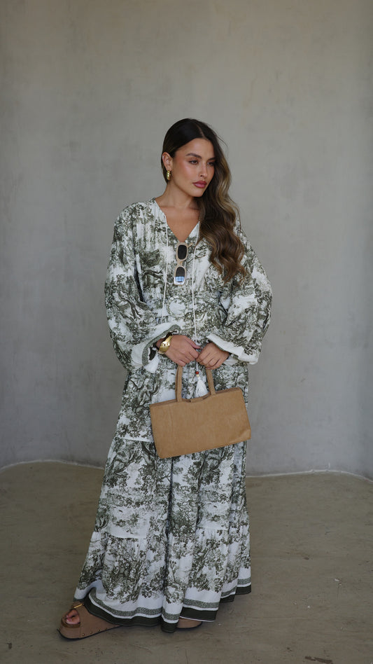 גלביה קומות פונפונים אוריה | לבן/ירוק