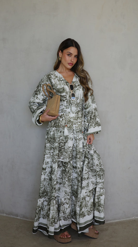 גלביה קומות פונפונים אוריה | לבן/ירוק