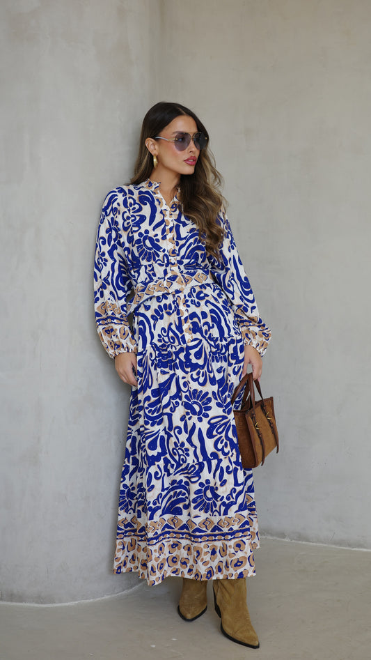 גלביה קומות כפתורים חגורה דיאנדרה | כחול