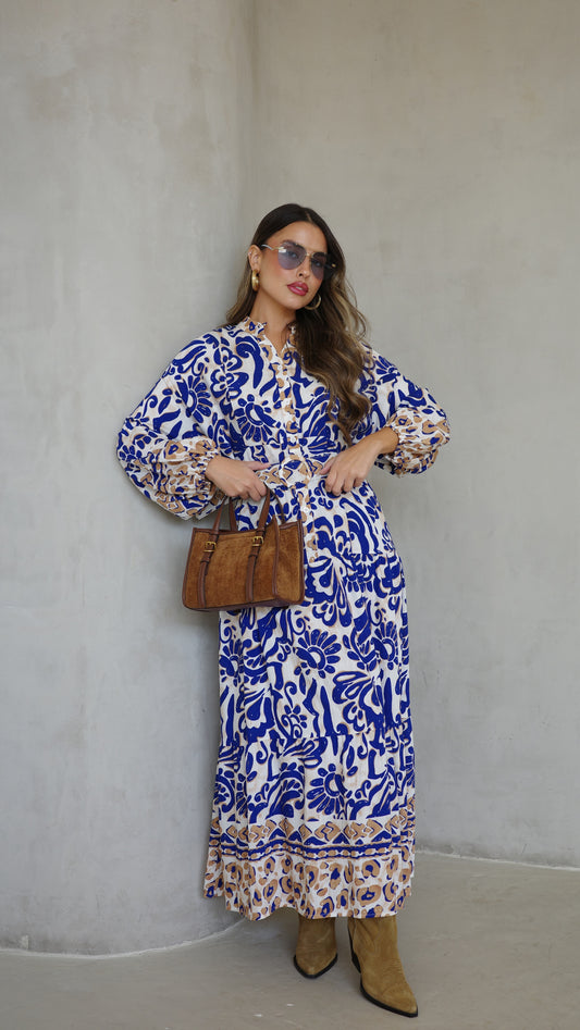 גלביה קומות כפתורים חגורה דיאנדרה | כחול