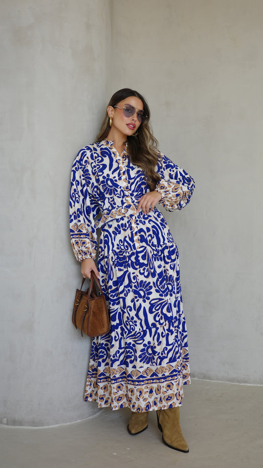 גלביה קומות כפתורים חגורה דיאנדרה | כחול