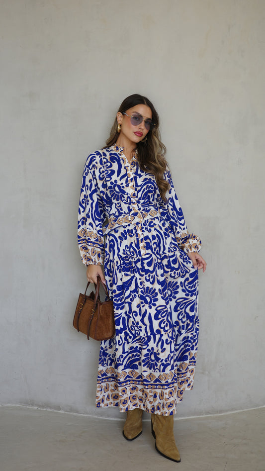 גלביה קומות כפתורים חגורה דיאנדרה | כחול