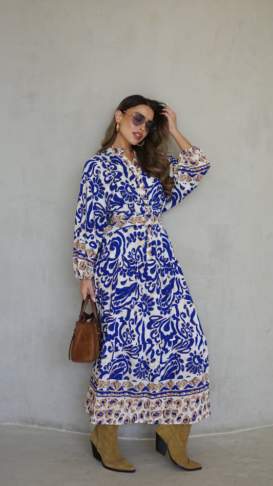 גלביה קומות כפתורים חגורה דיאנדרה | כחול