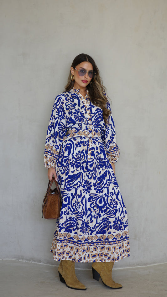 גלביה קומות כפתורים חגורה דיאנדרה | כחול