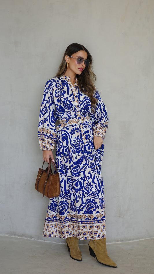 גלביה קומות כפתורים חגורה דיאנדרה | כחול