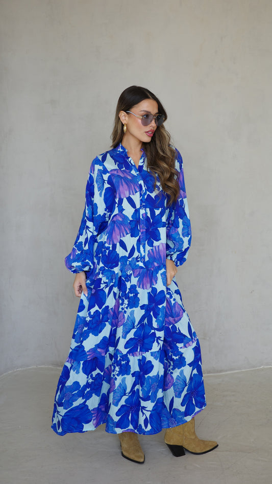 גלביה קומות כפתורים חגורה איילינד | תכלת/כחול