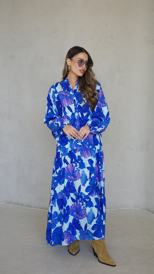 גלביה קומות כפתורים חגורה איילינד | תכלת/כחול