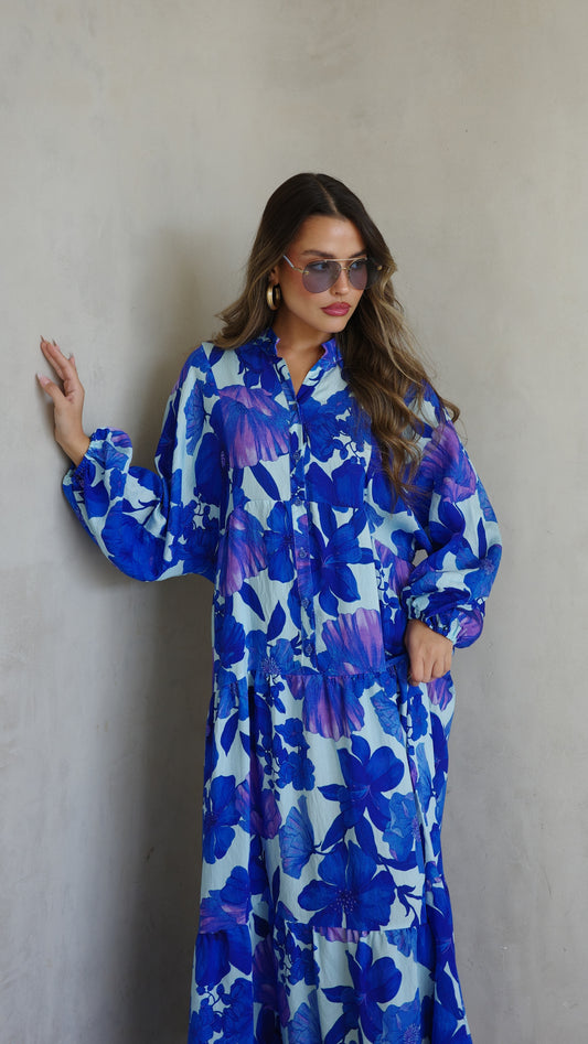 גלביה קומות כפתורים חגורה איילינד | תכלת/כחול