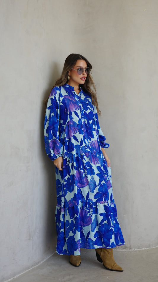 גלביה קומות כפתורים חגורה איילינד | תכלת/כחול