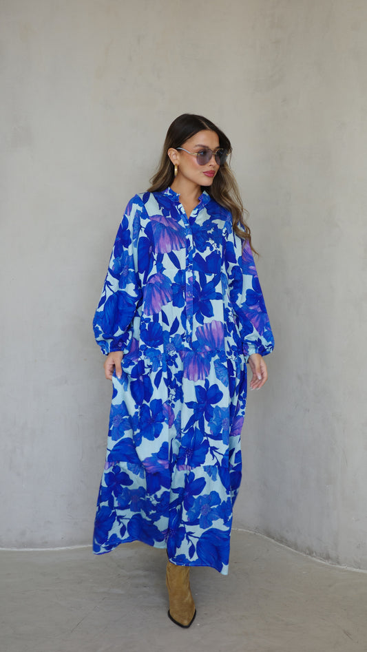 גלביה קומות כפתורים חגורה איילינד | תכלת/כחול