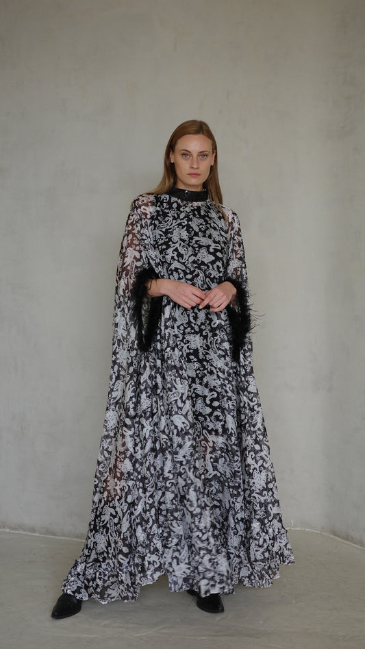 שמלת אוברסייז שיפון מעוגלת | שחור