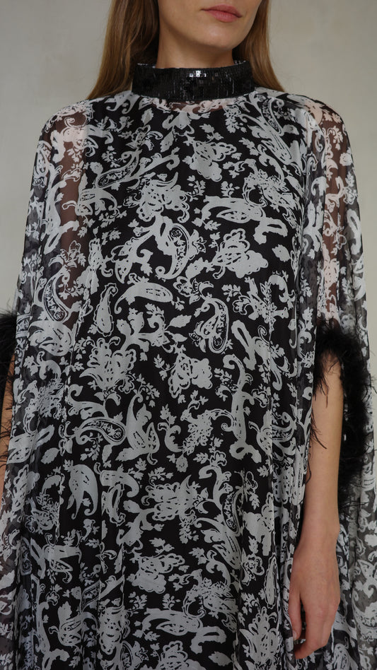 שמלת אוברסייז שיפון מעוגלת | שחור